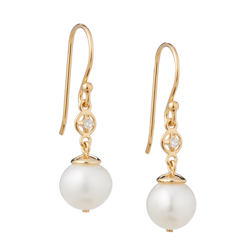 Cubic Zirconia Pearl Drop Earrings